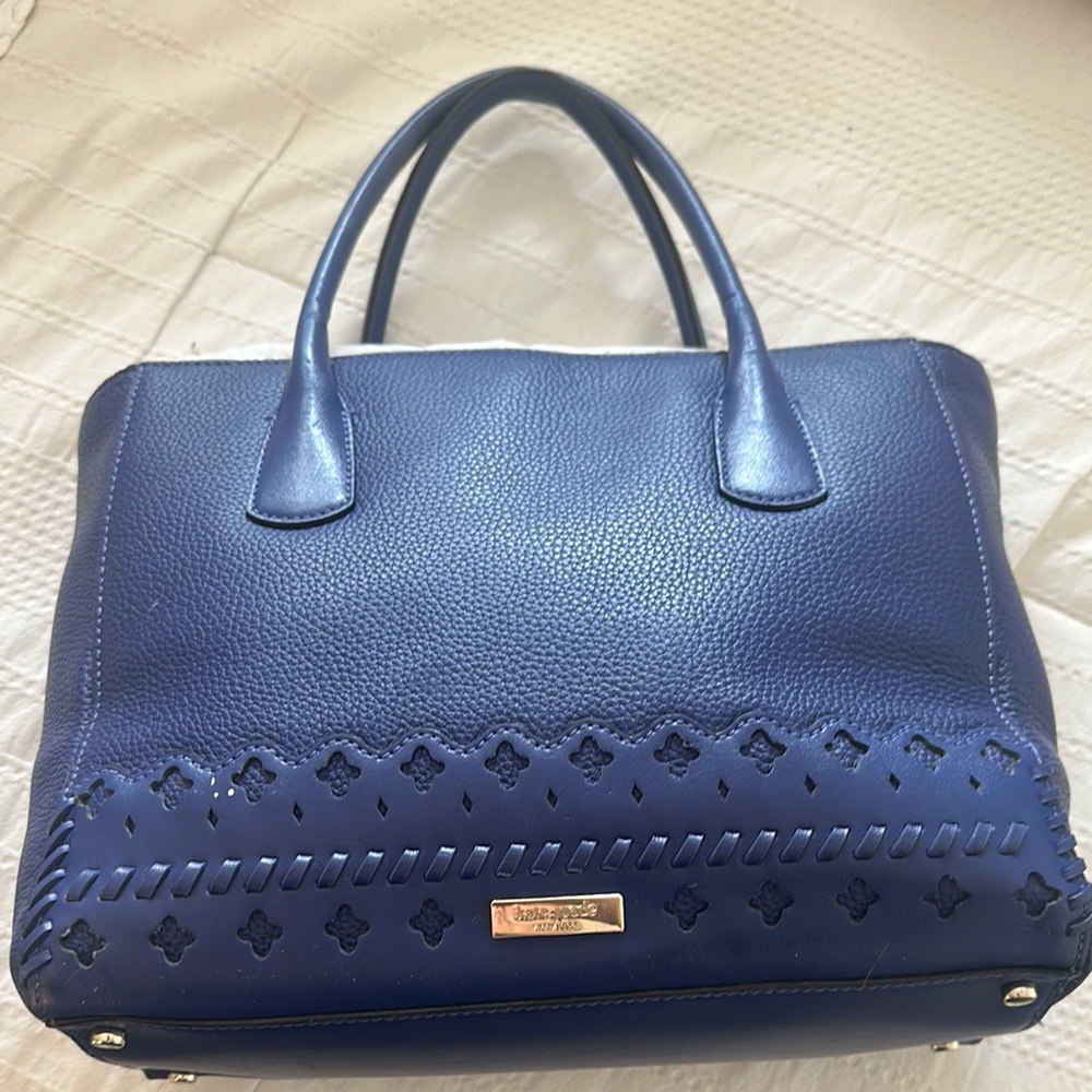 Kate Spade Blue Satchel with Structured Design and Gold Hardware